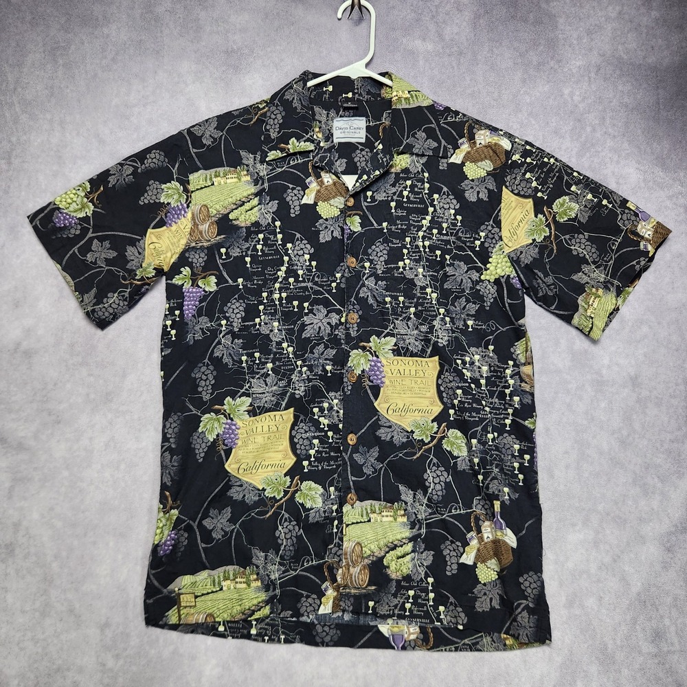 David Carey Originals Mens Vineyard Wine Map Short Sleeve Button Up Shirt Medium